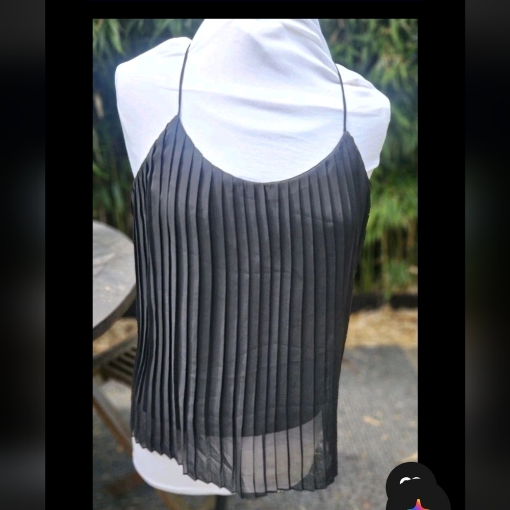 Black Pleated Camisole Tank Top Women's Size M Jella Couture Lined